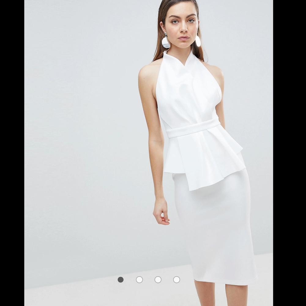 ASOS DESIGN premium scuba halter wrap midi dress